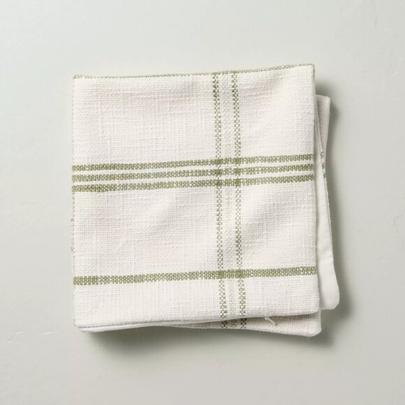 Hearth & Hand Other - Hearth & Hand Magnolia Tri-Stripe Plaid Pillow Cover 18" Green Cream Farmhouse